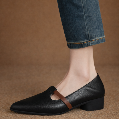 Luciana Leather Gold Accent Flats