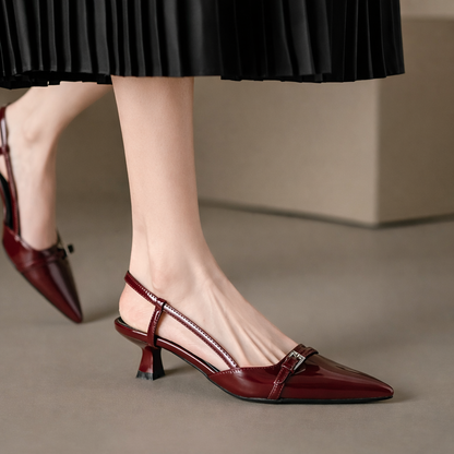 Sylvana Patent Leather Pointed-Toe Slingback Heels