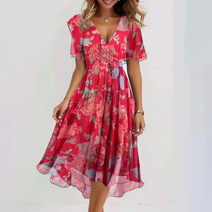Celestine Floral Chiffon Wrap Midi Dress