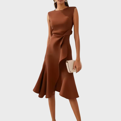 Aurelia Satin One-Shoulder Midi Dress