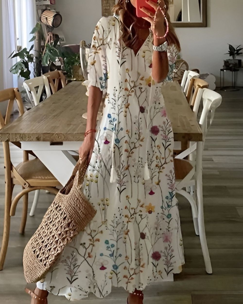 Sylviana Floral V-Neck Maxi Dress