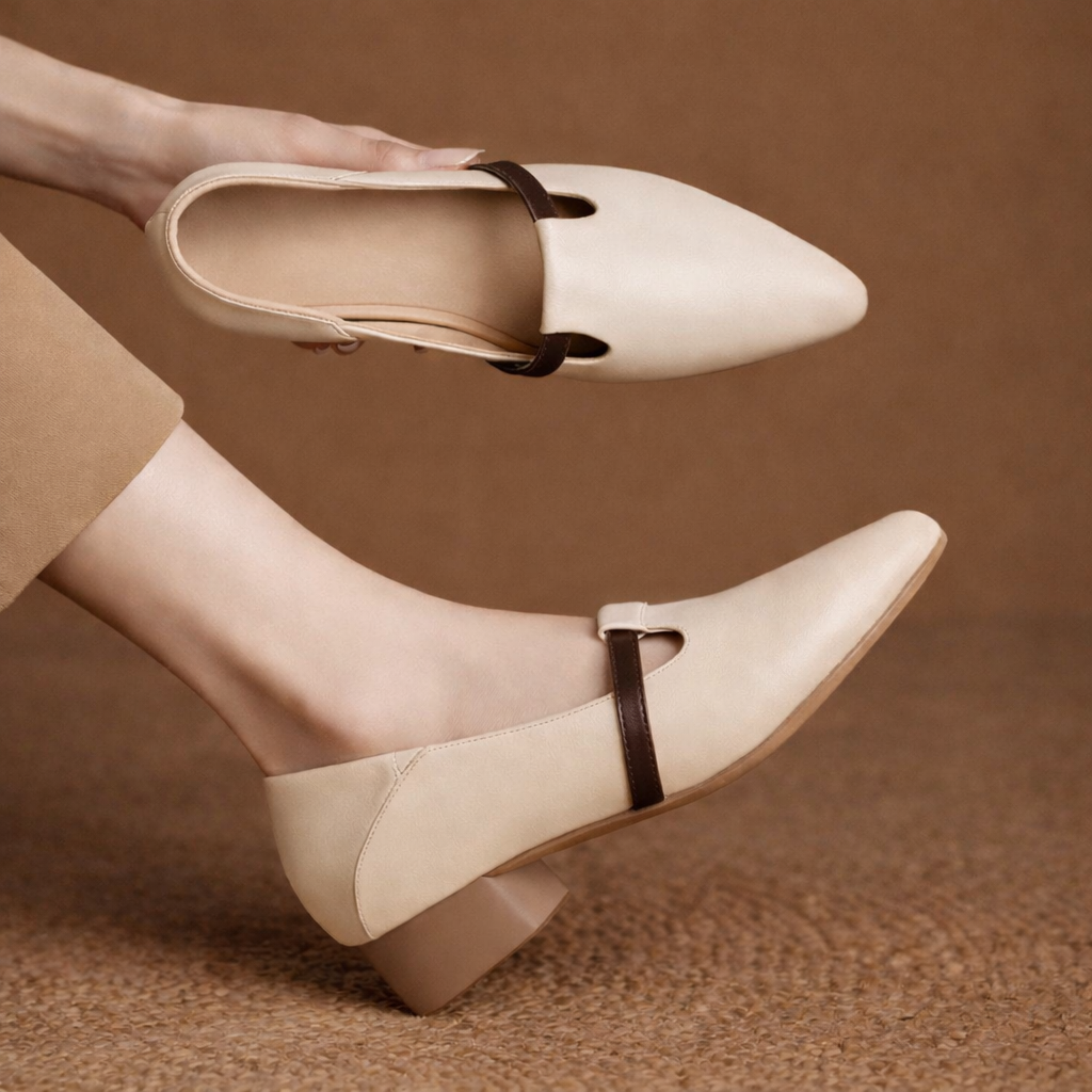 Luciana Leather Gold Accent Flats