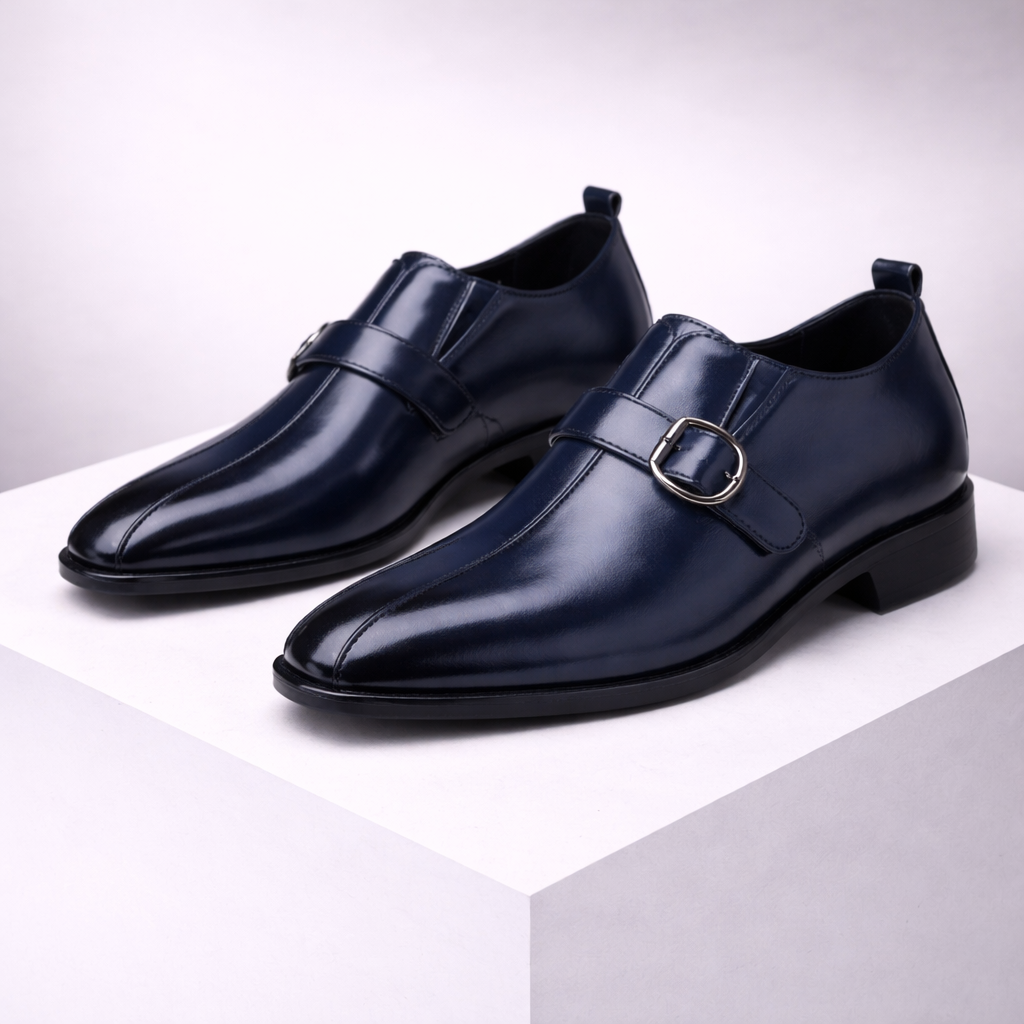 Men's Orthopedic Double Monk Strap Leather Shoes