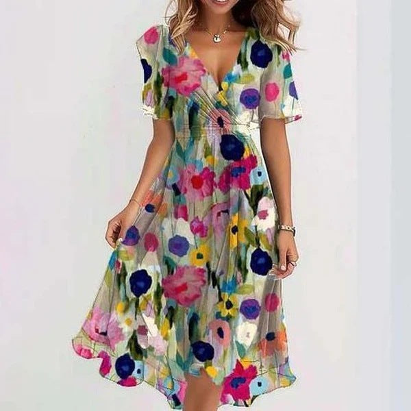 Celestine Floral Chiffon Wrap Midi Dress