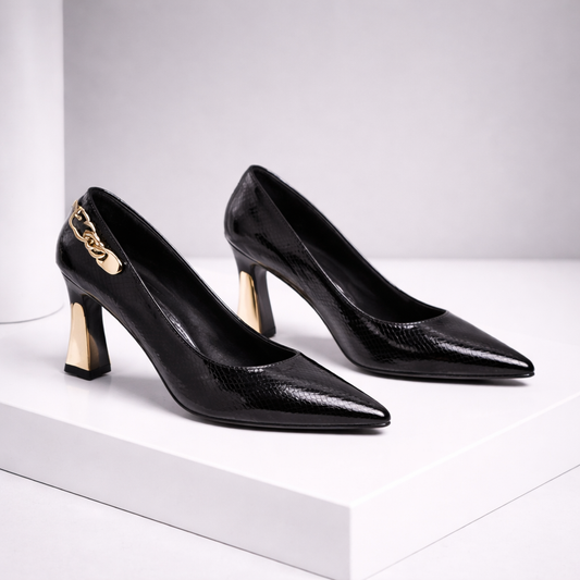 Celestina Italian Leather Block Heel Pumps