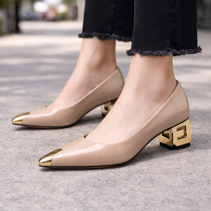 Luciana Patent Leather Block Heel Pumps
