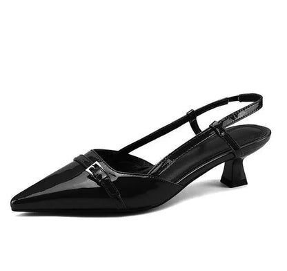 Sylvana Patent Leather Pointed-Toe Slingback Heels