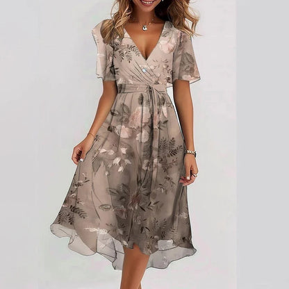 Celestine Floral Chiffon Wrap Midi Dress