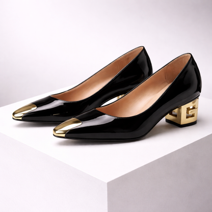 Luciana Patent Leather Block Heel Pumps
