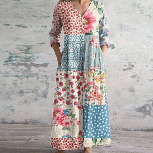 Lorianna Floral Patchwork Maxi Dress