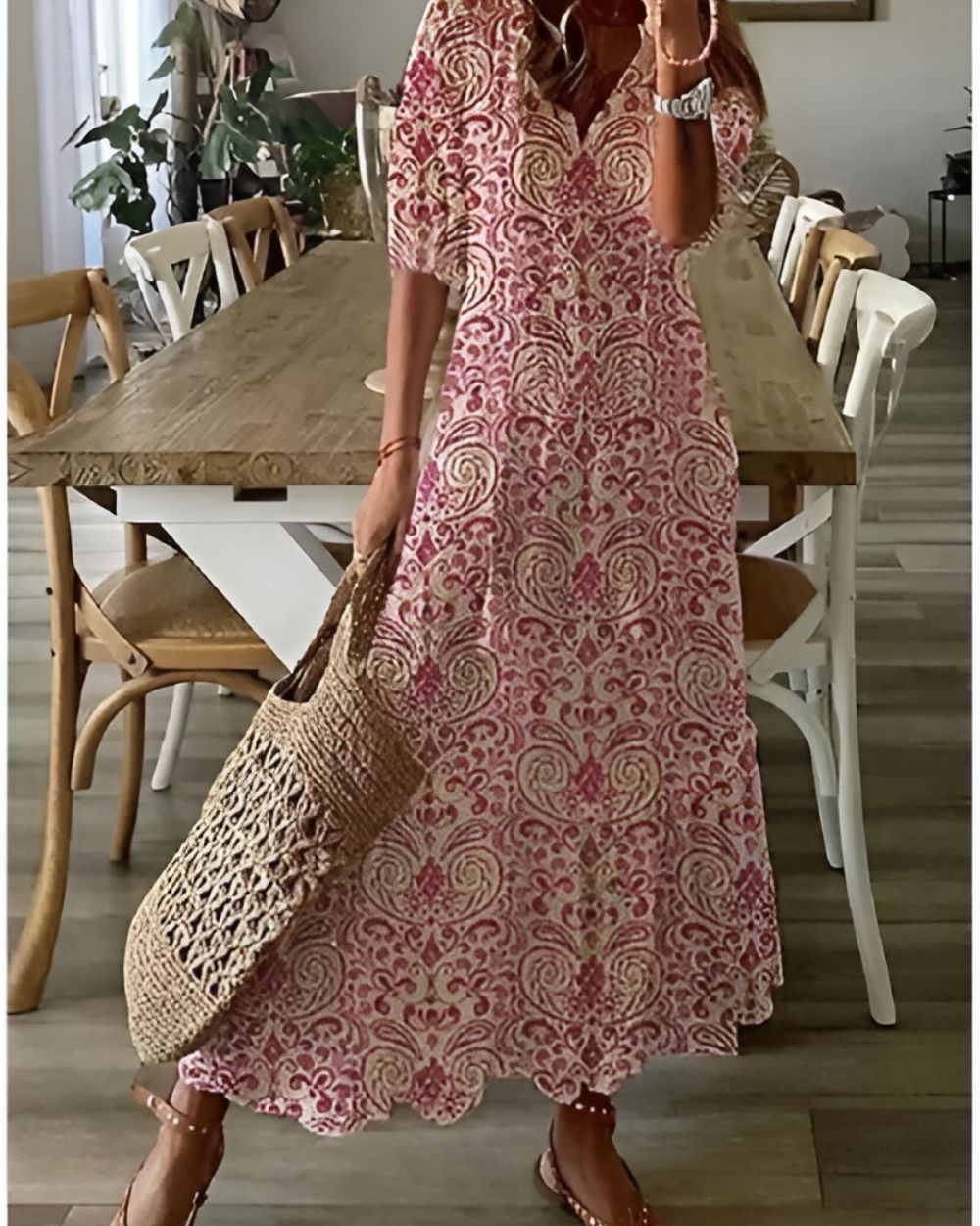 Sylviana Floral V-Neck Maxi Dress
