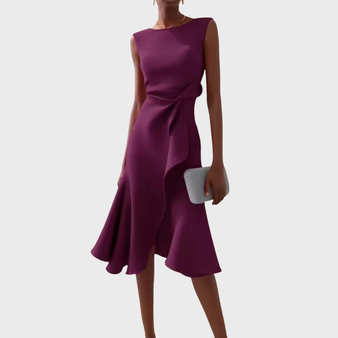 Aurelia Satin One-Shoulder Midi Dress