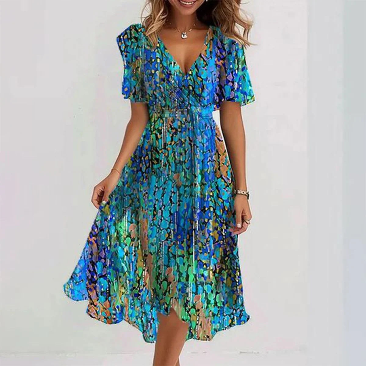 Celestine Floral Chiffon Wrap Midi Dress