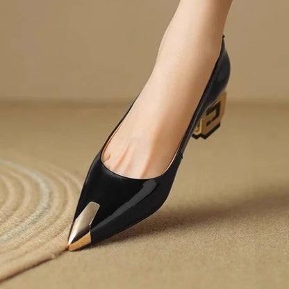 Luciana Patent Leather Block Heel Pumps