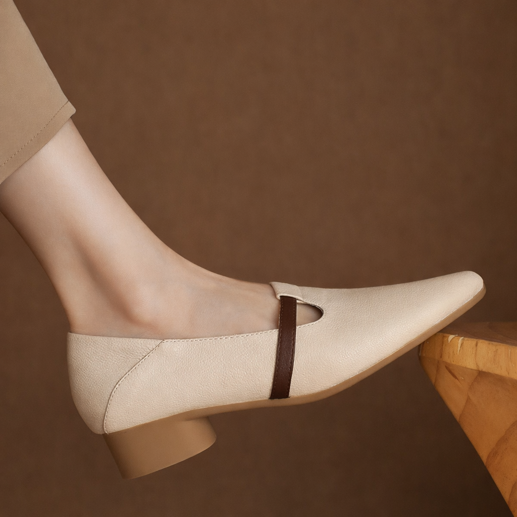 Luciana Leather Gold Accent Flats