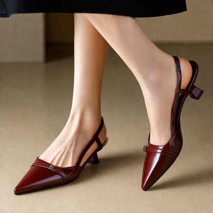 Sylvana Patent Leather Pointed-Toe Slingback Heels