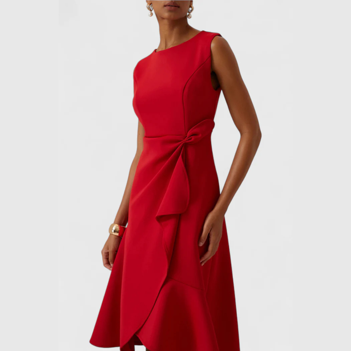 Aurelia Satin One-Shoulder Midi Dress