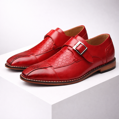 Castellano Croc-Embossed Leather Orthopedic Monk Strap Shoes