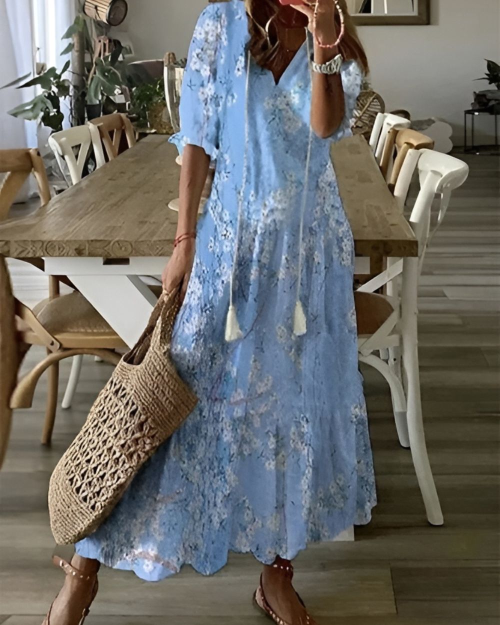Sylviana Floral V-Neck Maxi Dress