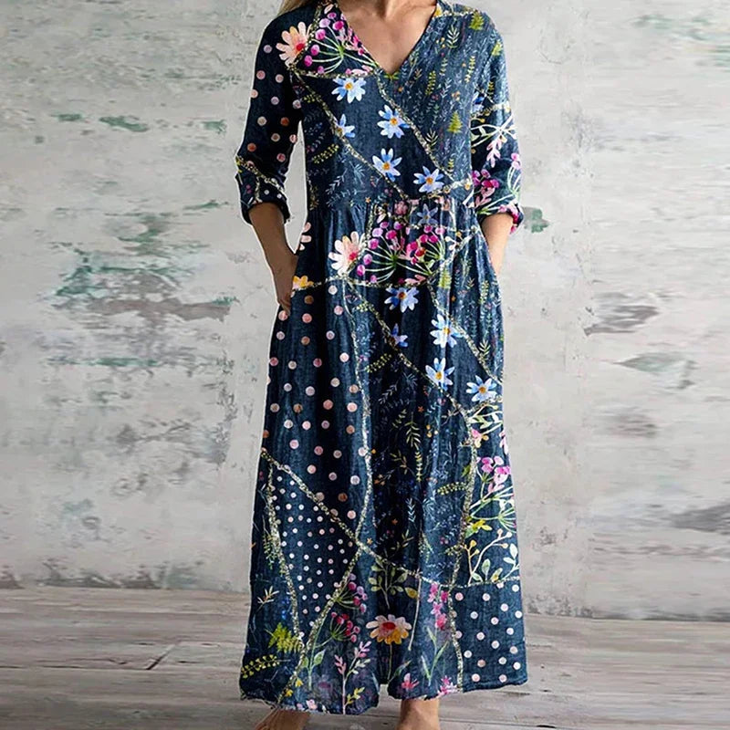 Lorianna Floral Patchwork Maxi Dress