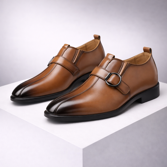 Men's Orthopedic Double Monk Strap Leather Shoes