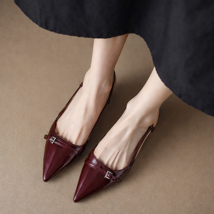 Sylvana Patent Leather Pointed-Toe Slingback Heels