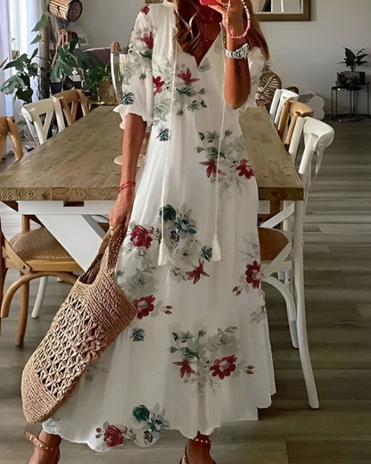 Sylviana Floral V-Neck Maxi Dress
