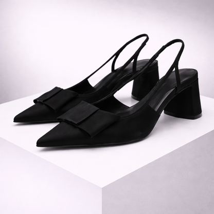 Belina Pointed-Toe Leather Slingback Heels
