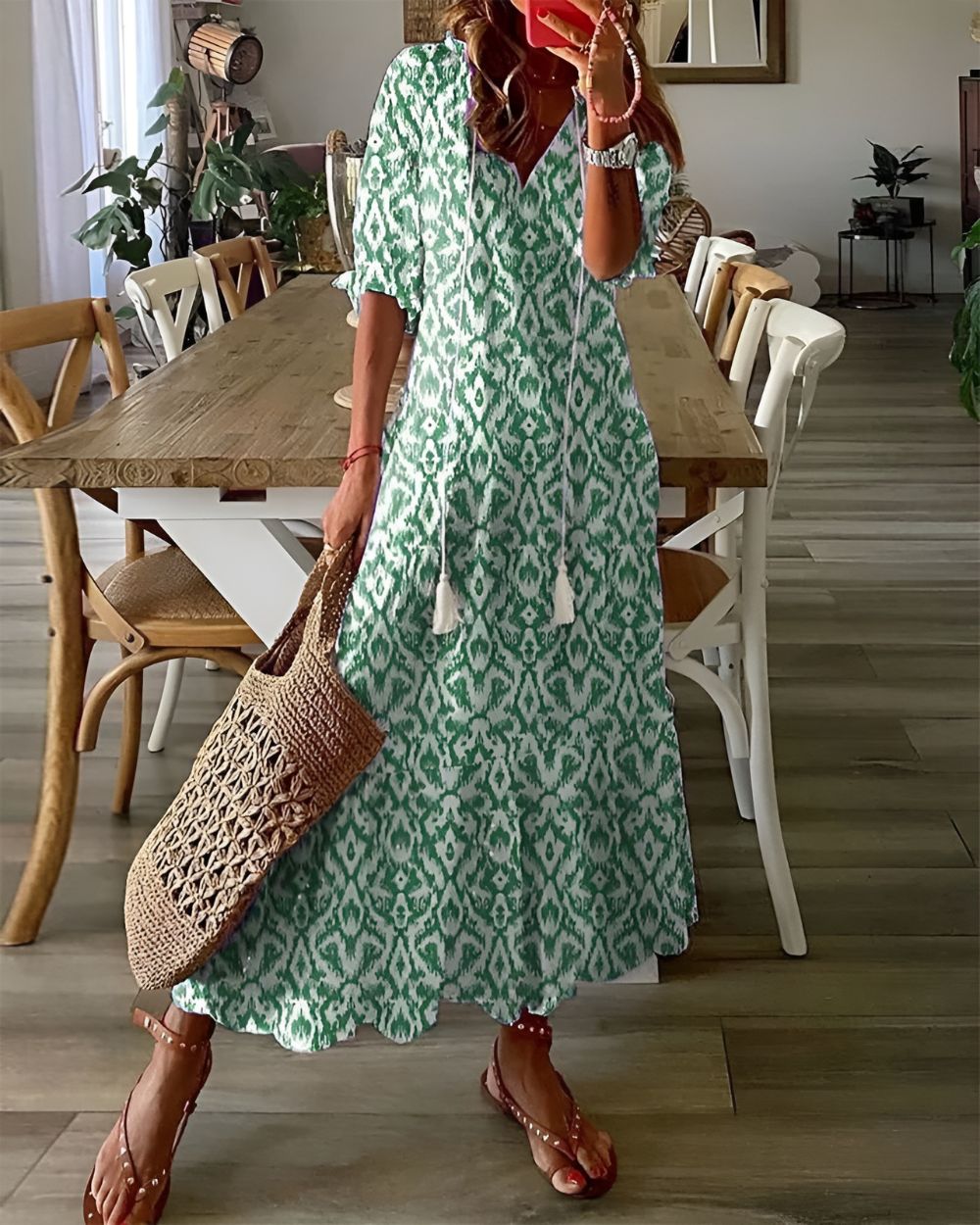 Sylviana Floral V-Neck Maxi Dress