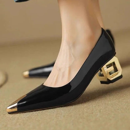 Luciana Patent Leather Block Heel Pumps