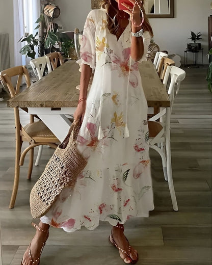 Sylviana Floral V-Neck Maxi Dress