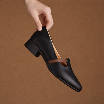 Luciana Leather Gold Accent Flats