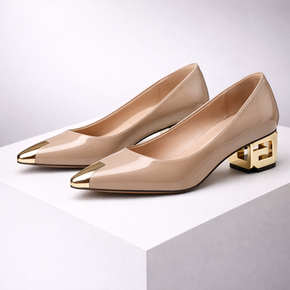 Luciana Patent Leather Block Heel Pumps