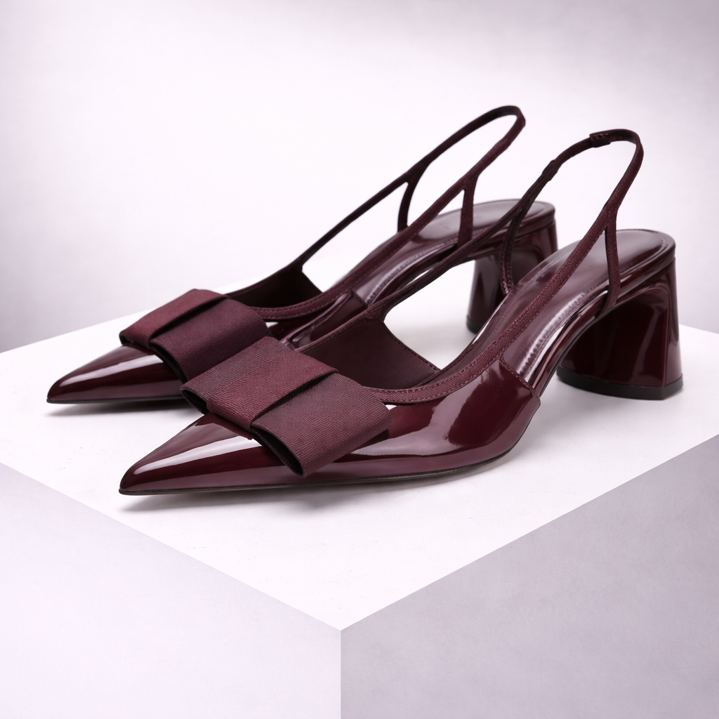 Belina Pointed-Toe Leather Slingback Heels