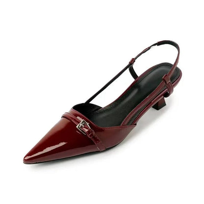 Sylvana Patent Leather Pointed-Toe Slingback Heels