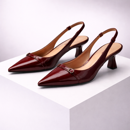 Sylvana Patent Leather Pointed-Toe Slingback Heels